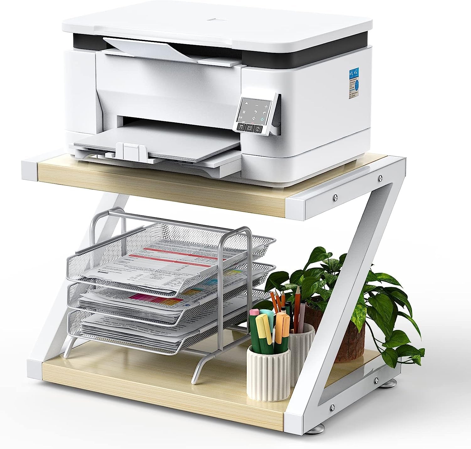 Desktop Stand for Printer - Desktop Shelf with anti - Skid Pads for Space Organizer as Storage Shelf, Book Shelf, Double Tier Tray with Hardware & Steel for MINI 3D Printer by