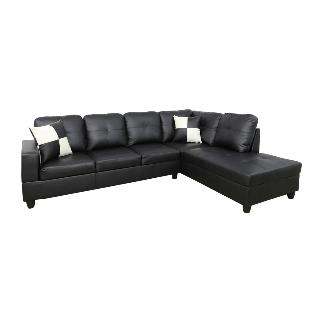 Convertible L-Shaped Sectional Sofa for Compact Living Spaces, Black (Excludes Ottoman)