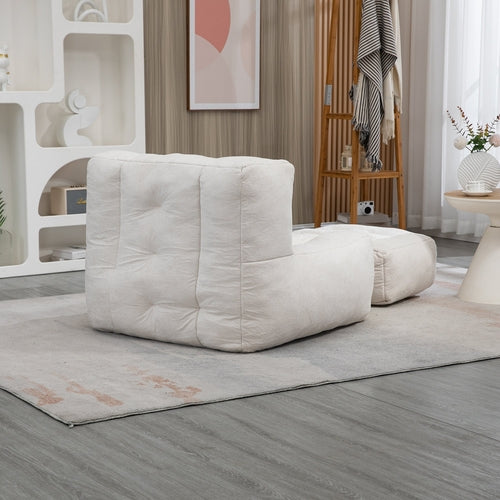 Orin™ Velvet Bean Bag Chair – Cream