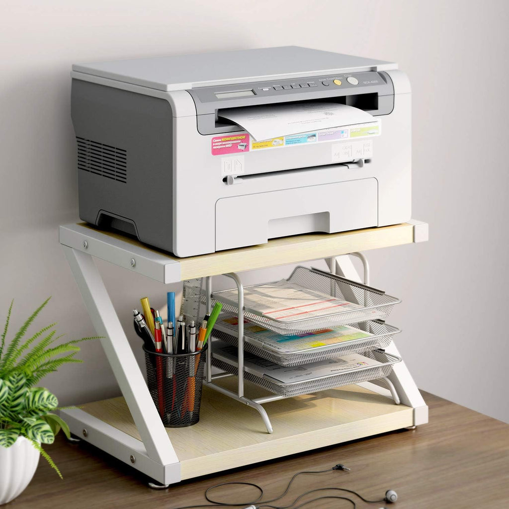 Desktop Stand for Printer - Desktop Shelf with anti - Skid Pads for Space Organizer as Storage Shelf, Book Shelf, Double Tier Tray with Hardware & Steel for MINI 3D Printer by