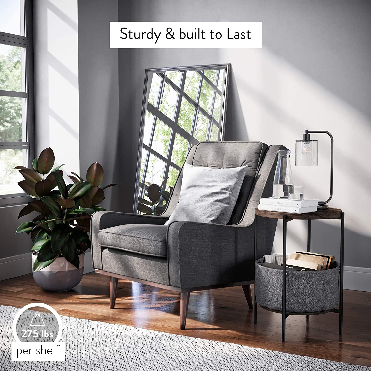 Modern Round Accent Table for Living Room, Bedroom, and Nursery