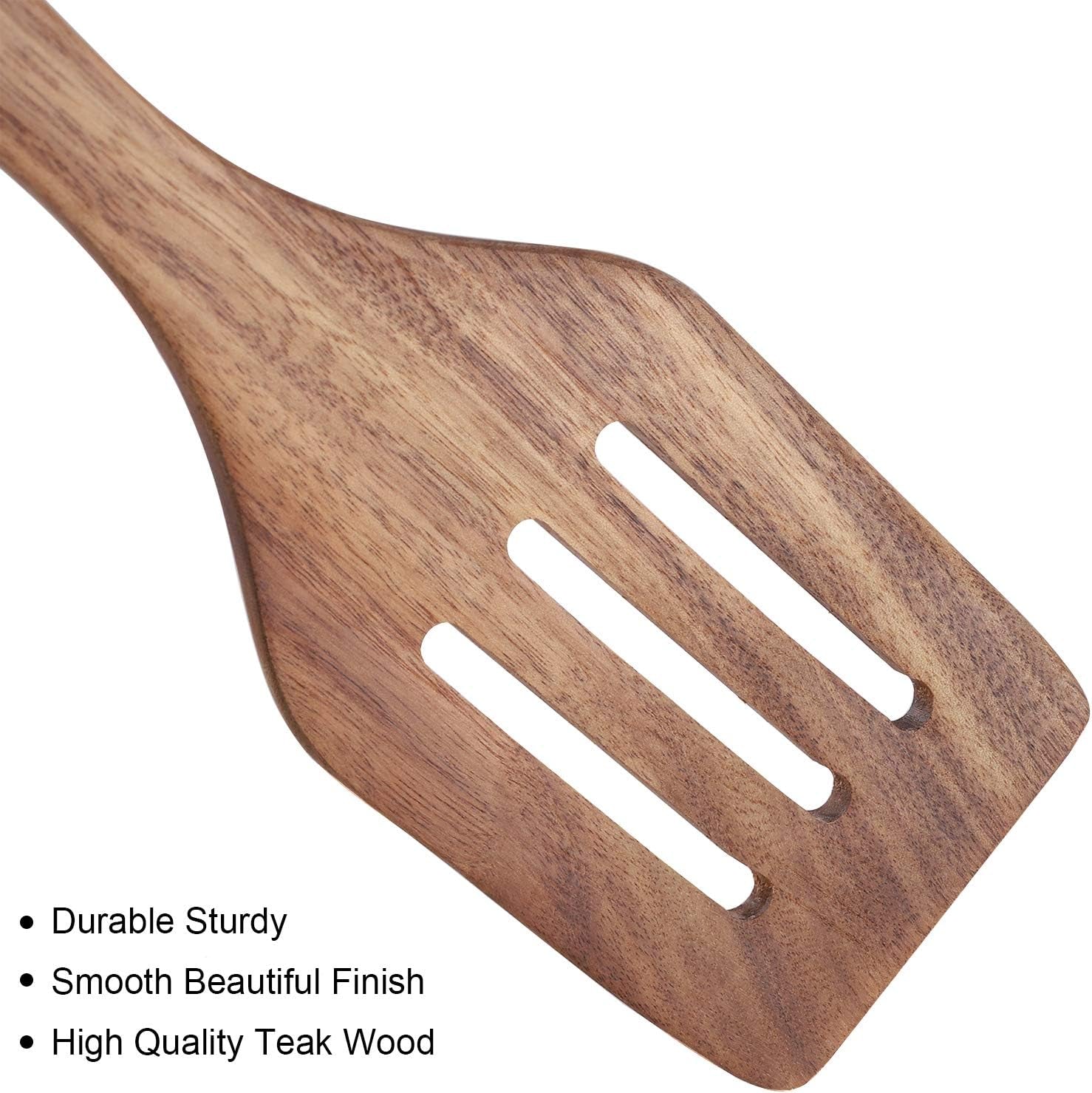 4-Piece Wooden Cooking Utensil Set for Non-Stick Cookware - Includes Spatula, Fork, Turner, Ladle, and Strainer Spoons