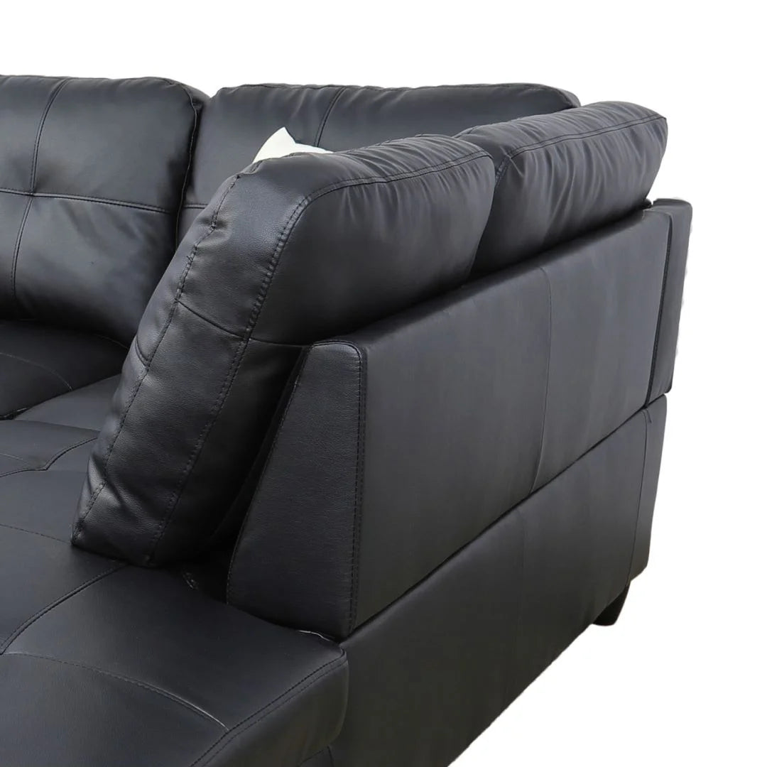 Convertible L-Shaped Sectional Sofa for Compact Living Spaces, Black (Excludes Ottoman)