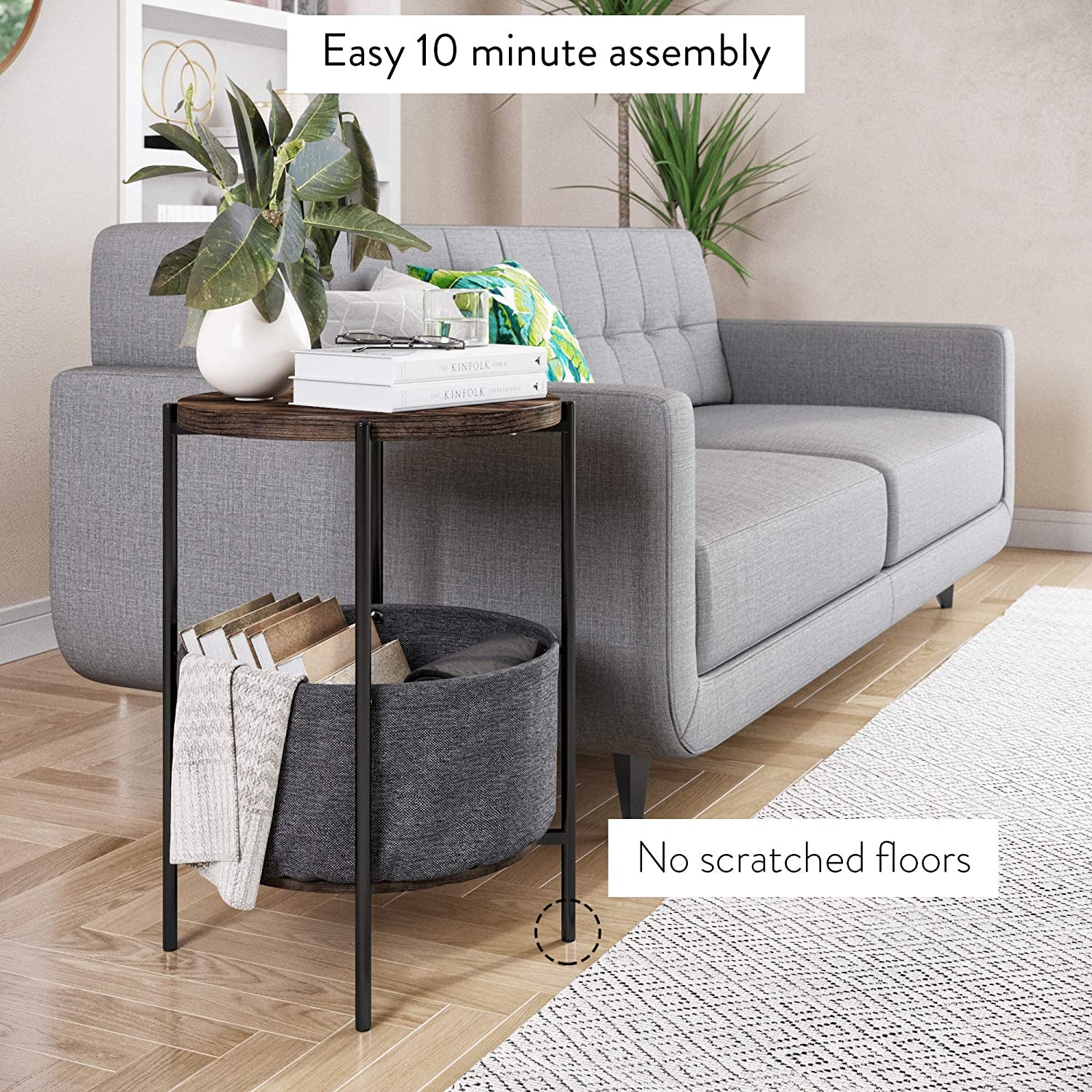 Modern Round Accent Table for Living Room, Bedroom, and Nursery