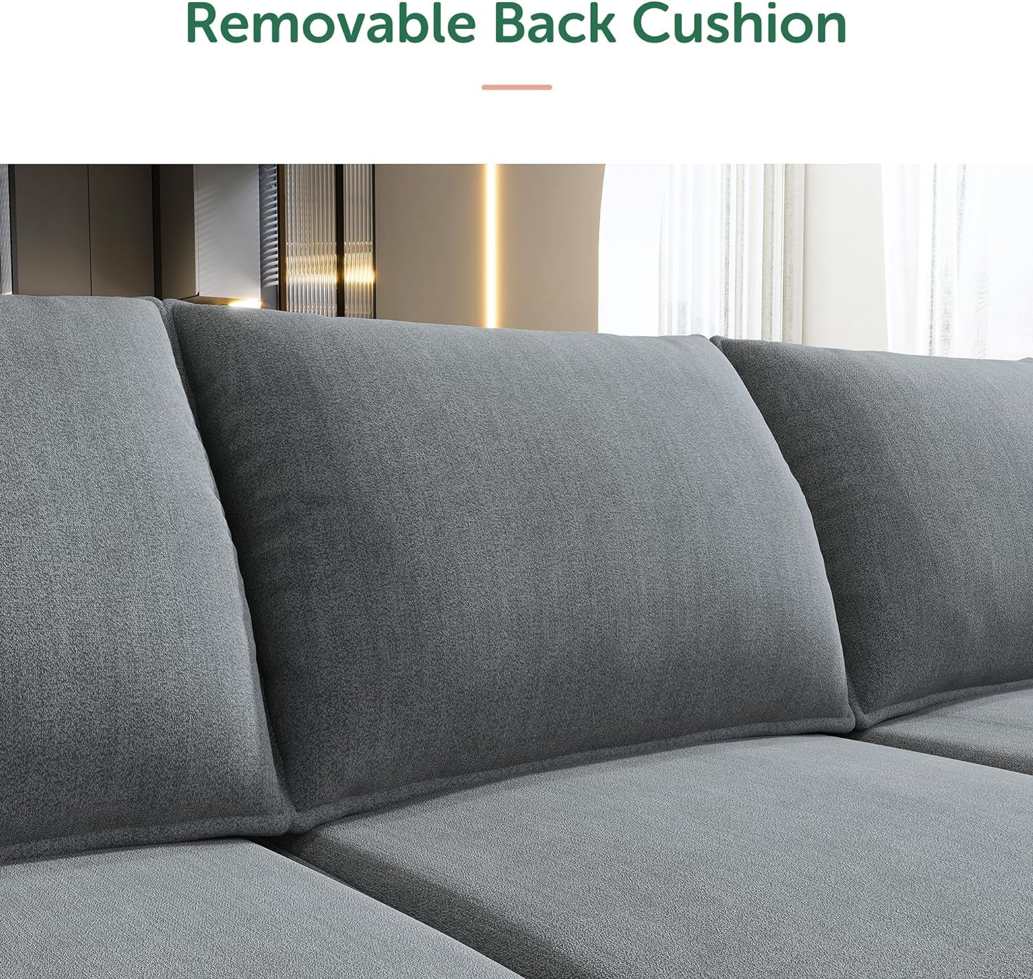 Modular U-Shaped Sectional Sofa with Reversible Chaise and Storage in Bluish Grey