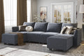 Modular U-Shaped Sectional Sofa with Reversible Chaise and Storage in Bluish Grey