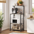 Professional Kitchen Bakers Rack with Microwave Stand and Mobile Utility Storage Shelf, Featuring 10 Side Hooks and Adjustable Feet