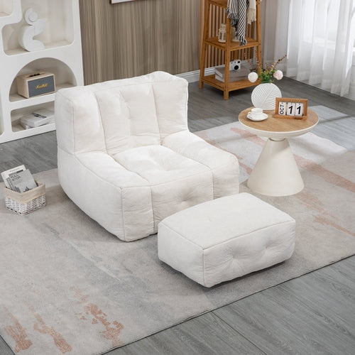 Orin™ Velvet Bean Bag Chair – Cream