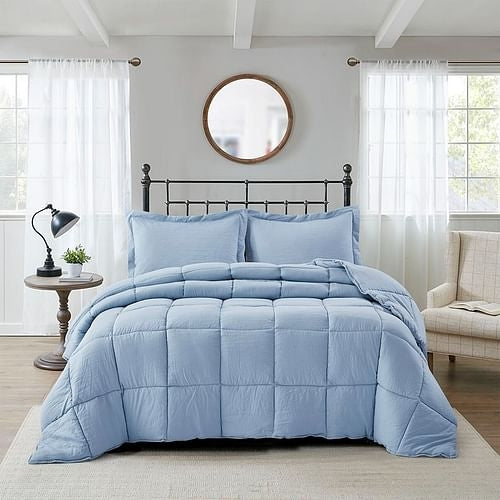Velora™ Reversible Comforter Set – Blue (Queen)
