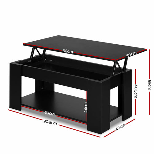 Arka™ Lift-Top Coffee Table – Black Storage