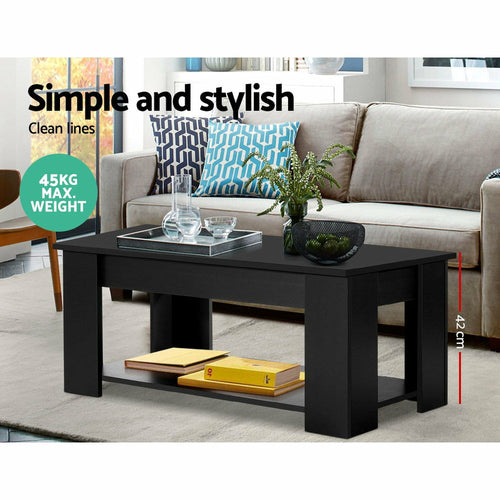 Arka™ Lift-Top Coffee Table – Black Storage