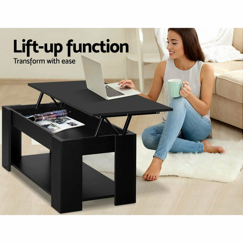 Arka™ Lift-Top Coffee Table – Black Storage