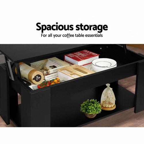 Arka™ Lift-Top Coffee Table – Black Storage