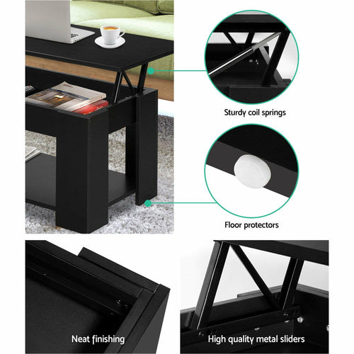 Arka™ Lift-Top Coffee Table – Black Storage