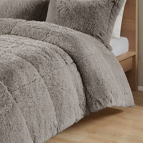 Velora™ Sherpa Comforter Set – Grey (Twin/Twin XL)