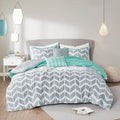 Velora™ Chevron Comforter Set – Grey Aqua (Full/Queen)