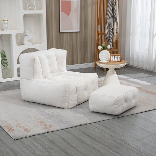 Orin™ Velvet Bean Bag Chair – Cream