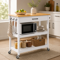 Zenvry Arka™ Bamboo Rolling Kitchen Cart