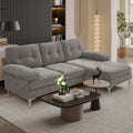 Convertible L-Shaped Sectional Sofa with Reversible Chaise Lounge in Gray Chenille Fabric, Ideal for Living Room, Apartment, or Office, Seats 3