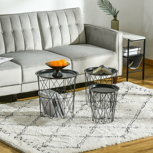 Arka™ Nesting Side Tables Set (3-Piece Storage)