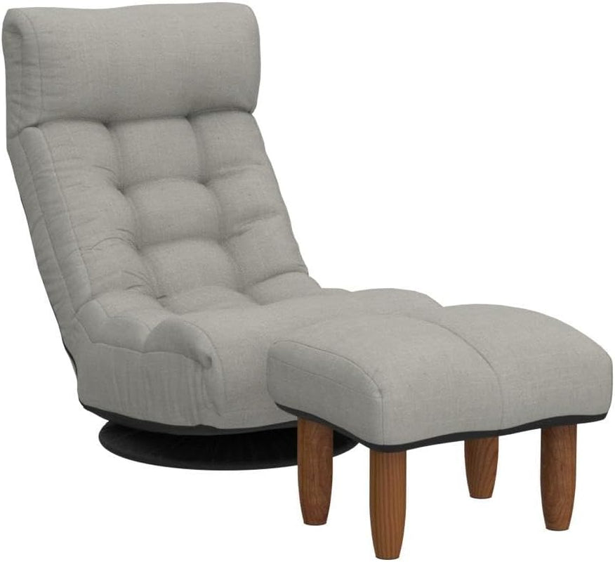 Chaise Lounge Sofa with 360-Degree Swivel, Adjustable Recliner Chair for Gaming and Relaxation, Foldable Design with Comfortable Backrest and Footrest, Grey