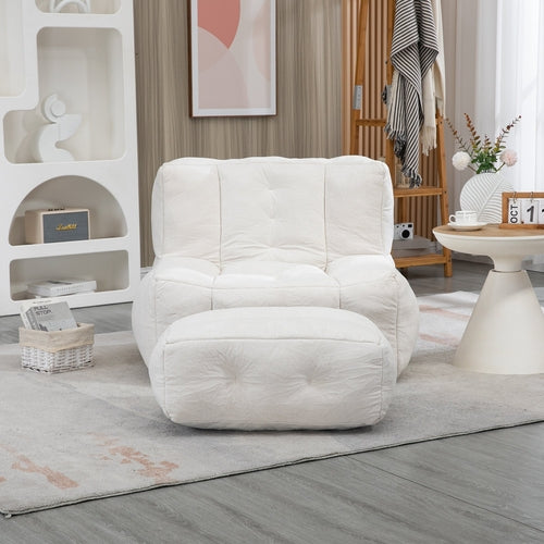 Orin™ Velvet Bean Bag Chair – Cream