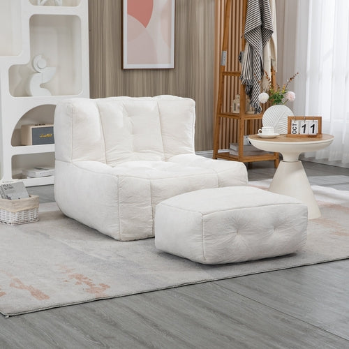 Orin™ Velvet Bean Bag Chair – Cream