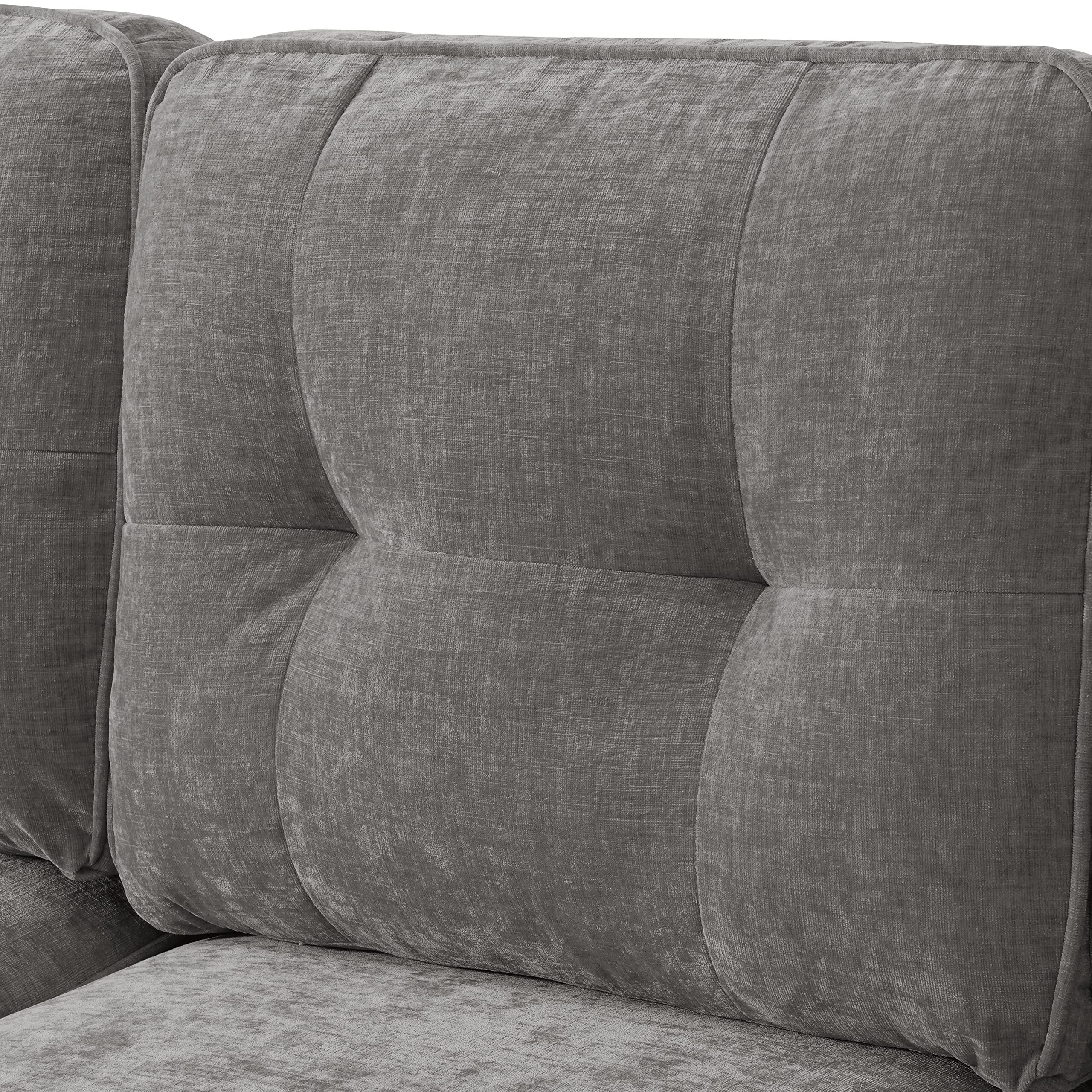 Convertible L-Shaped Sectional Sofa with Reversible Chaise Lounge in Gray Chenille Fabric, Ideal for Living Room, Apartment, or Office, Seats 3