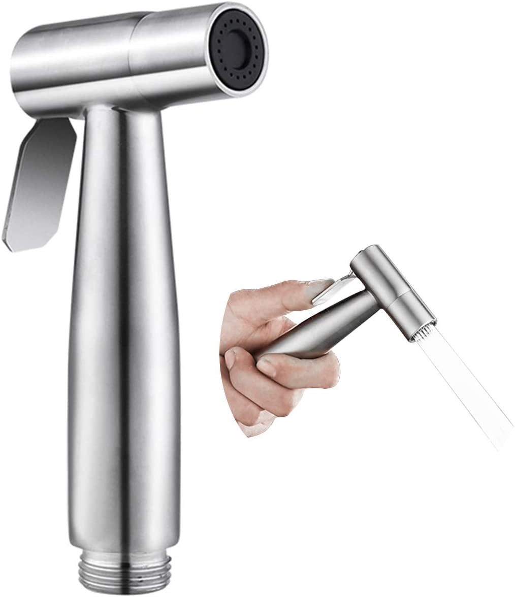 Handheld Bidet Sprayer for Toilet,  Baby Cloth Diaper Sprayers Bidets for Toilet Stainless Steel Brushed Nickel Bathroom Hand Held Shattaf Shower Wall&Toilet Mount (Bidet Sprayer Head Only)