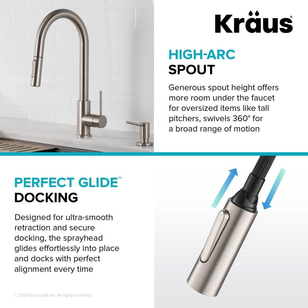 Oletto Contemporary Pull-Down Single Handle Kitchen Faucet in Brushed Gold, KPF-3104 BG