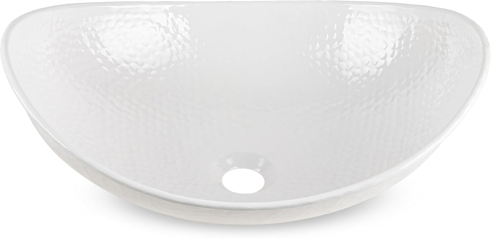 Bathroom Sink – 19-Inch Harbor Vessel Bathrooms Countertop Sink, Bathroom Vessel Sinks, above Counter Hand Hammered Classic White Aluminum Bath Sinks for Restroom Vanity or Powder Room