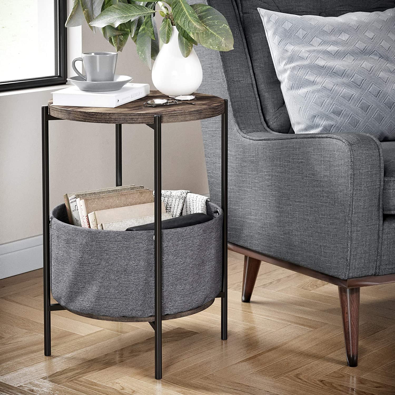 Modern Round Accent Table for Living Room, Bedroom, and Nursery