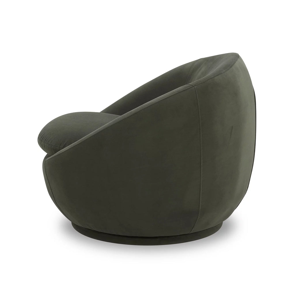 Mira Swivel Accent Chair, Olive Velvet
