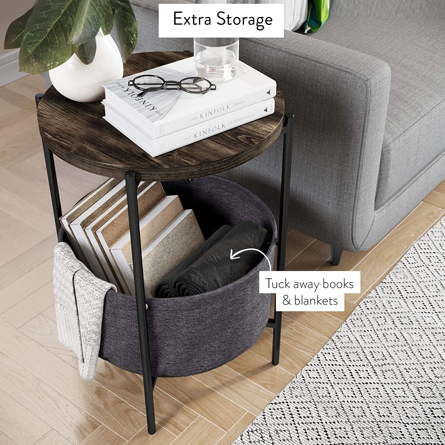 Modern Round Accent Table for Living Room, Bedroom, and Nursery