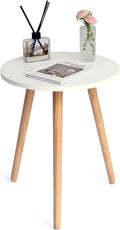 Modern Round Side Table - Compact Accent Table Nightstand for Living Room, Bedroom, and Office - 15.7''D x 19.69''H (White)