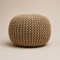 Zenvry Orin™ Cable Knit Cotton Pouf Ottoman — Beige