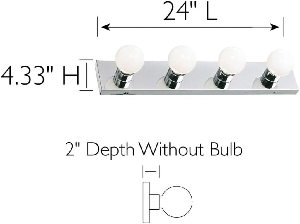 500892 4-Light Vanity Strip Light Contemporary Dimmable for Bathroom, Bedroom, Makeup Vanity, Polished Chrome