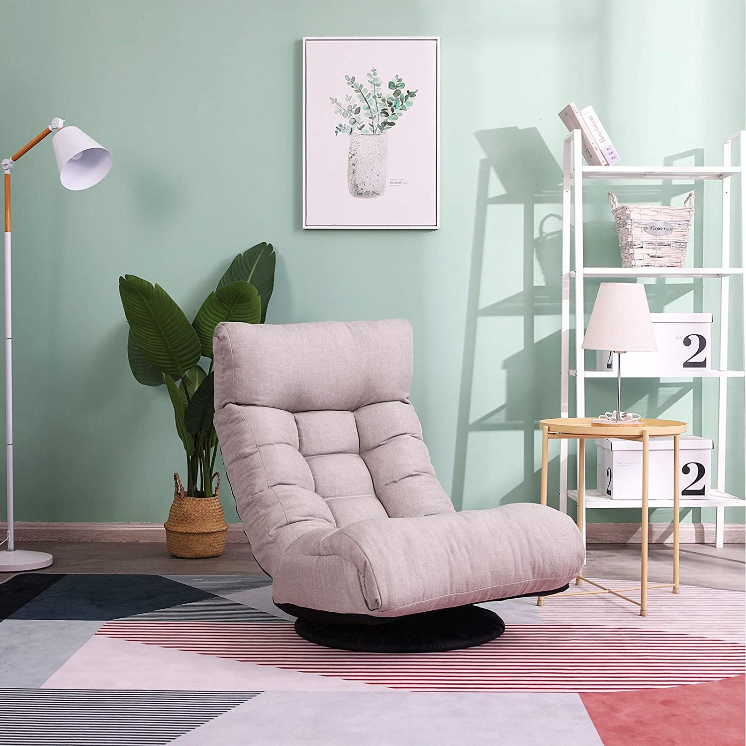 Chaise Lounge Sofa with 360-Degree Swivel, Adjustable Recliner Chair for Gaming and Relaxation, Foldable Design with Comfortable Backrest and Footrest, Grey